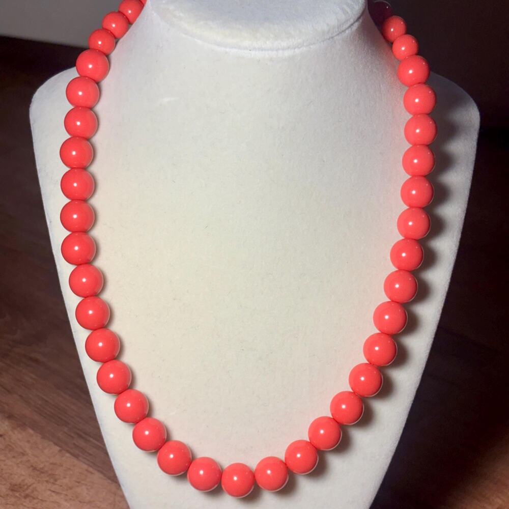 Bold Pink Bead Necklace Classic Statement Strand Vintage Inspired Jewelry